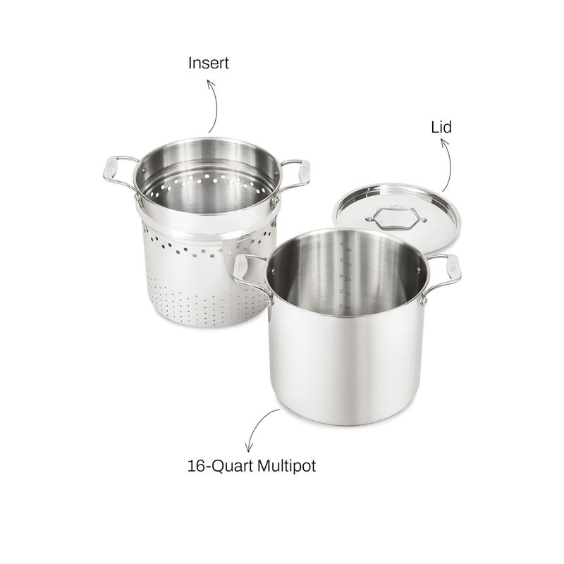 Stockpot All-Clad Simply Strain em aço inoxidável 16L com tampa